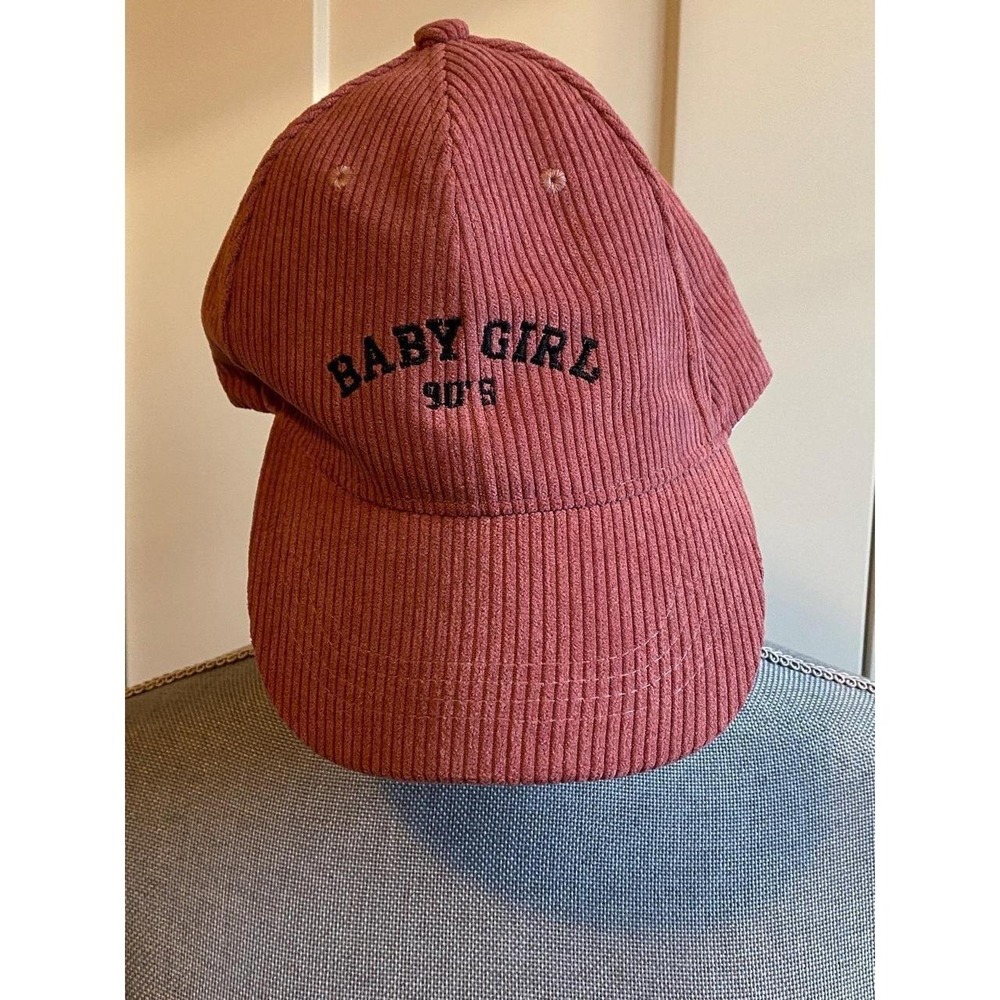 Baby Girl 90's Hat Pink Corduroy Adjustable Baseball Cap